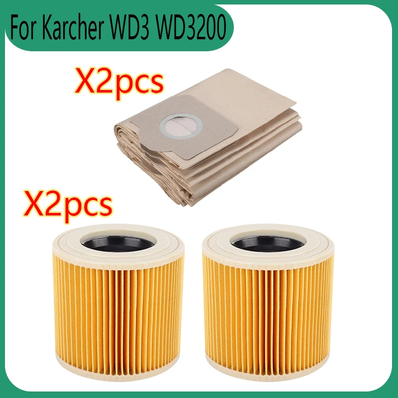 Для Karcher WD3 Premium WD3200 WD 3300 MV3 A2004 A2054 Запчасти для пылесоса аксессуары сменный пылесборник Hepa фильтр