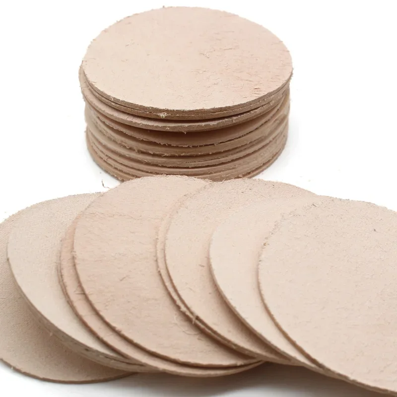 Leather Material 2Pcs Round Genuine Cow Skin for DIY Jewelry Decor