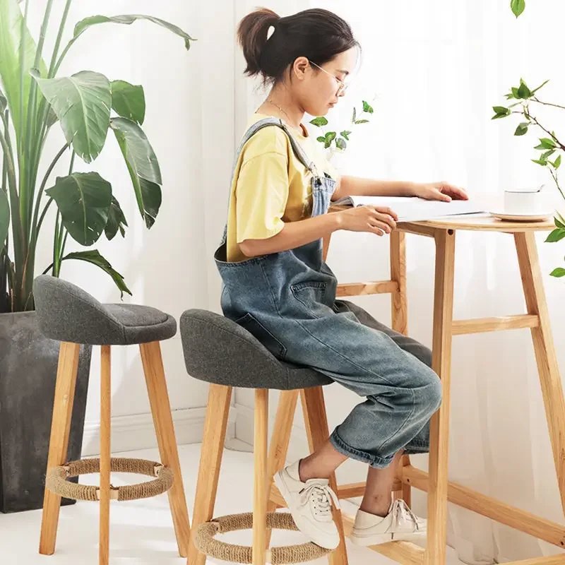 

Bar chairs, household solid wood leisure high footed stools, minimalist bar chairs, front desk cashier high footed bar stools