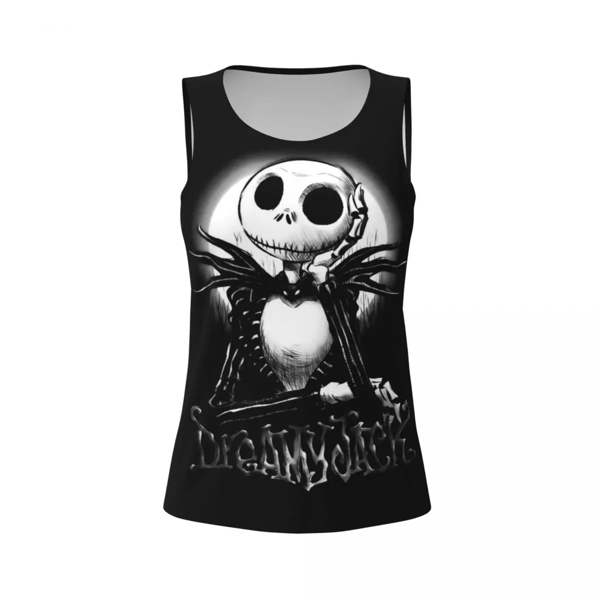 The Nightmare Before Christmas Workout Tank Tops Women Quick Dry Sleeveless Horror Movie Skeleton Jack Night Yoga Shirt