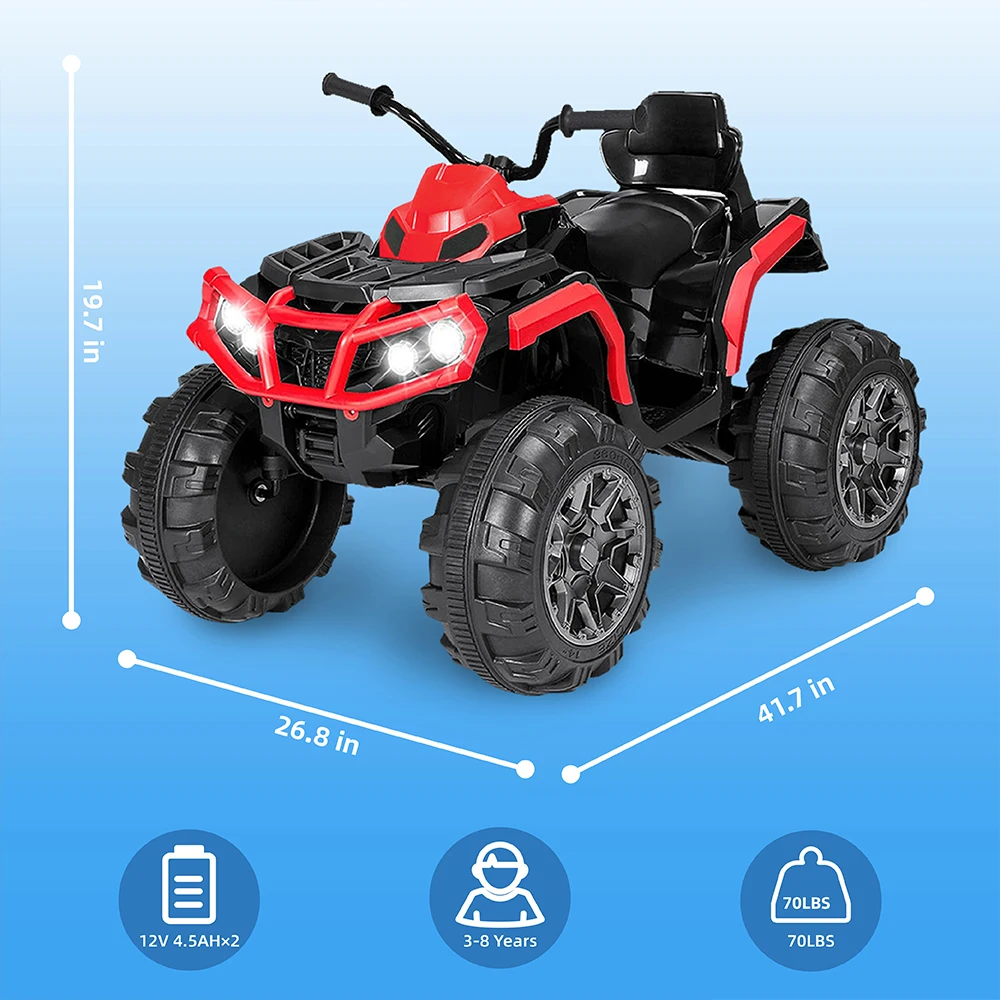 24V Battery Powered Kids ATV children electric car children cars toy Ride On Electric Car with Bluetooth MP3 LED Headlights Spring Damper System for Boys and Girls