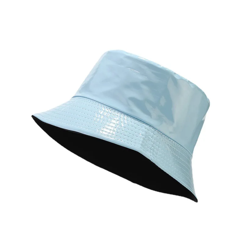 New Unisex Bucket Hat Faux Leather Fisherman Hats PU Waterproof Fishing  Caps Solid Men's and Women's Fashion Panama for Women