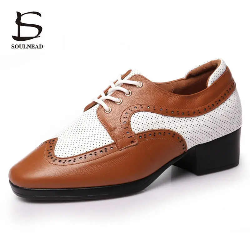 LatinDanceShoesMenSalsaBallroomDanceShoesBlackSplicingGenuine
