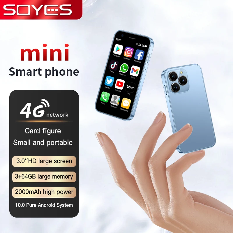 Cell Phone Mobile Phone SOYES XS16 mini 4G Smartphone 3.0inch 3GB RAM 64GB ROM Android 8.0 5MP Camera Dual SIM With Play Store WhatsAPP