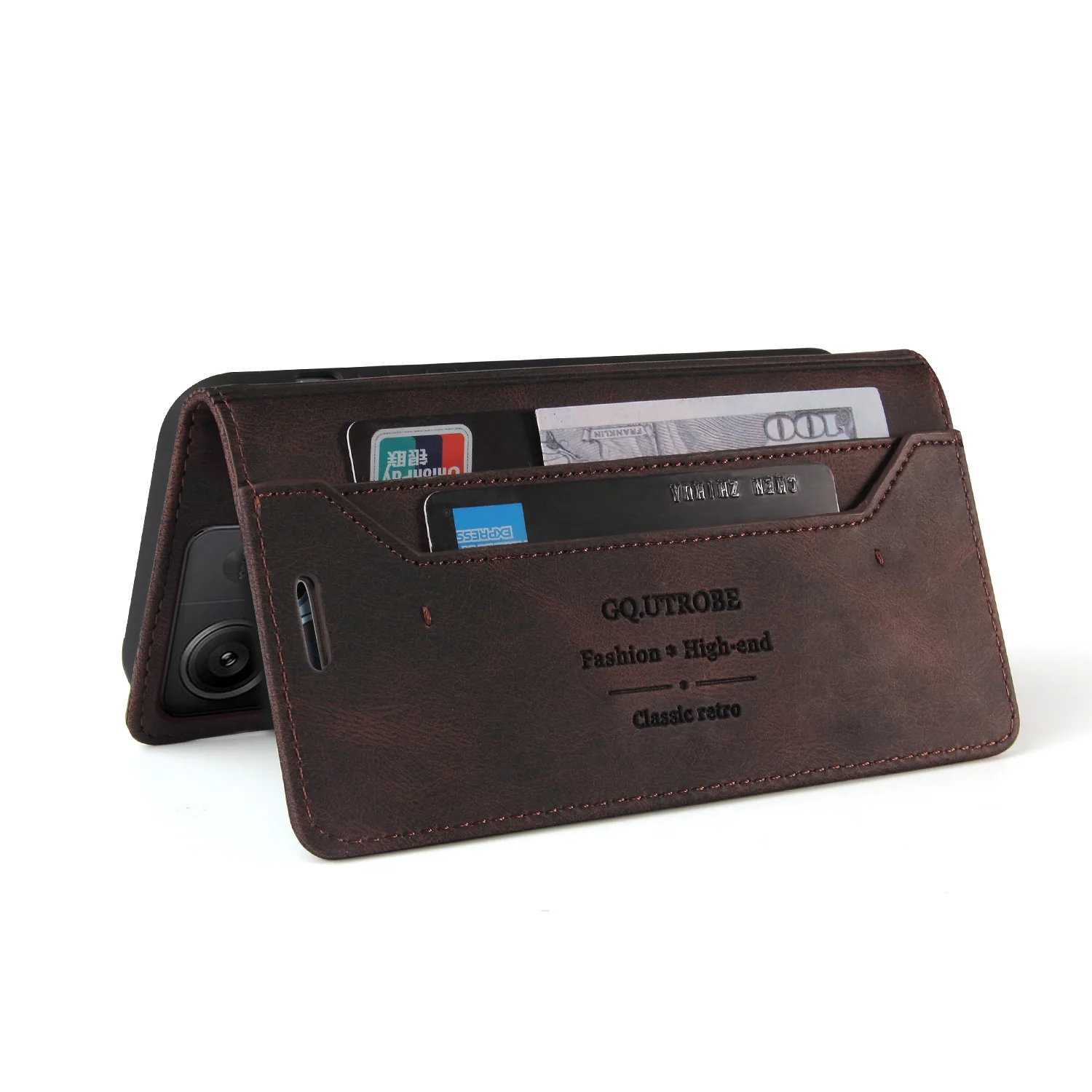 Premium Flip Leather Wallet Case with Anti-Theft Protection
