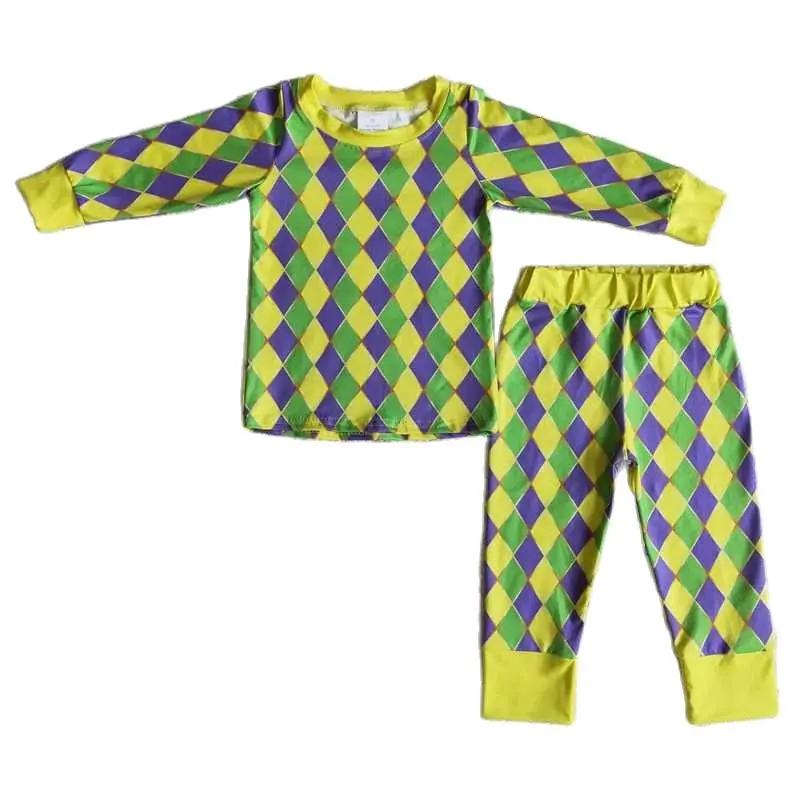 

Boys Diamond Long Sleeve Pants Pajama Set