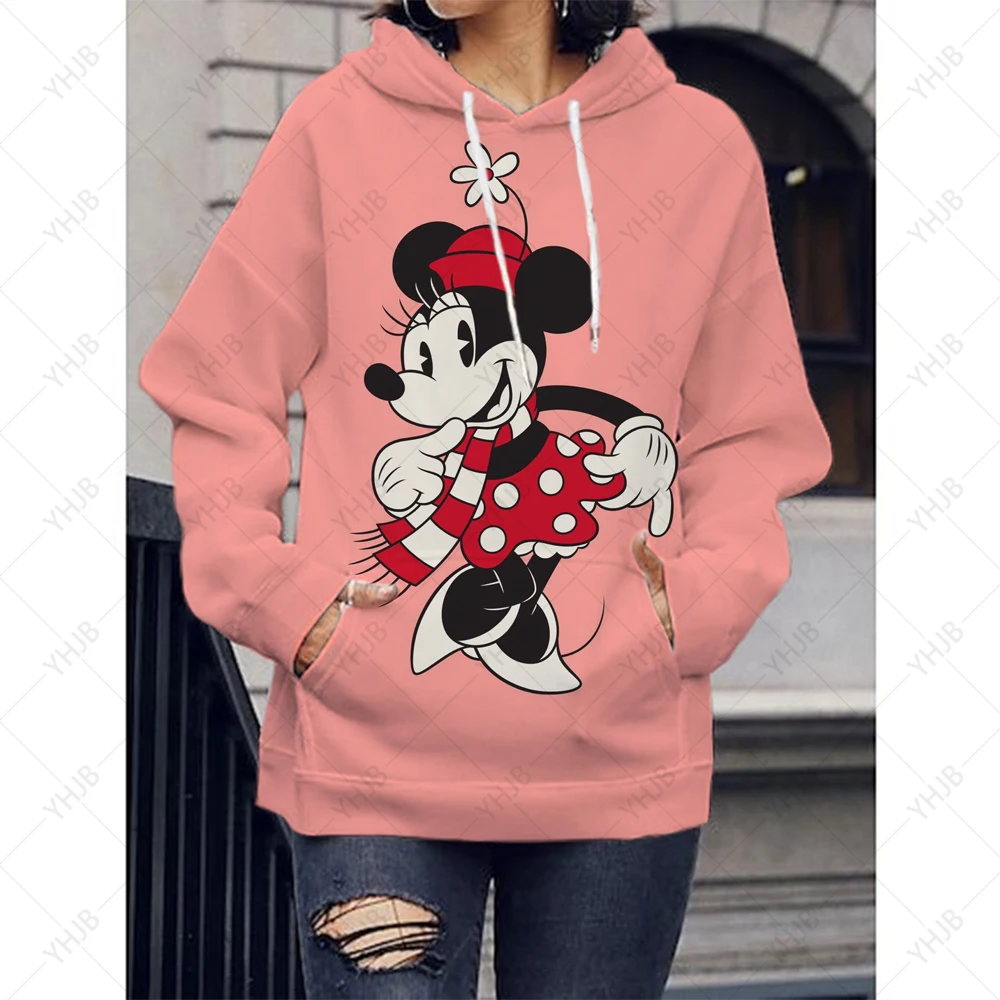 

Disney FunnyCartoon Print Hoodie Women Hip Hop Mickey Minnie Mouse Print Autumn and Winter Fashion Harajuku Sweater Girl Hoodie