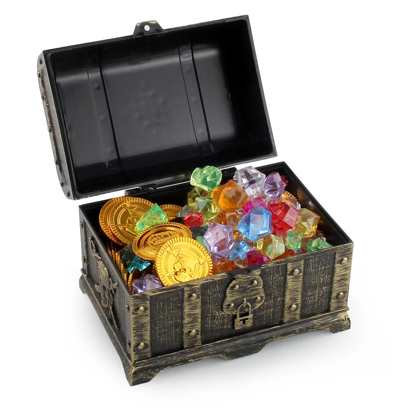 Captain Pirate Treasure Chest Child Treasure Chest Toy Gold Coins