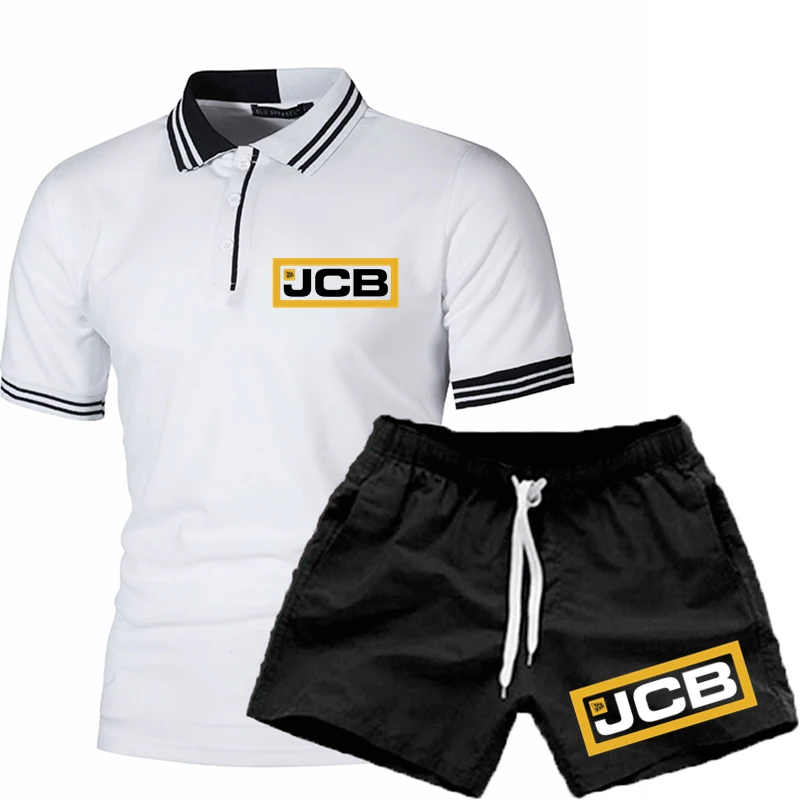 

Костюм JCB мужской из двух предметов, брендовый Повседневный однотонный костюм с принтом с лацканами, без молнии, шорты в английском стиле, весна-осень 2021
