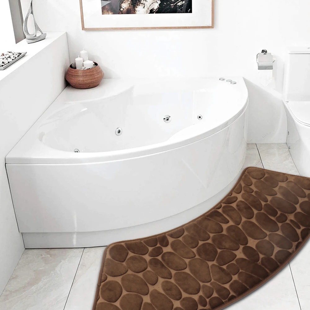 Curved Shower Mat Washable Curved Non Slip Bathroom Anti Slip Mat For Shower Laundry Room Living Room Tub Bathroom