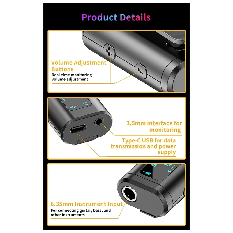 SKY RECORDER Sound Card USB Conversion Interface Plug And Play Use For Guitar Bass Ukulele Guitalele Mini Audio Mixer-Y41A