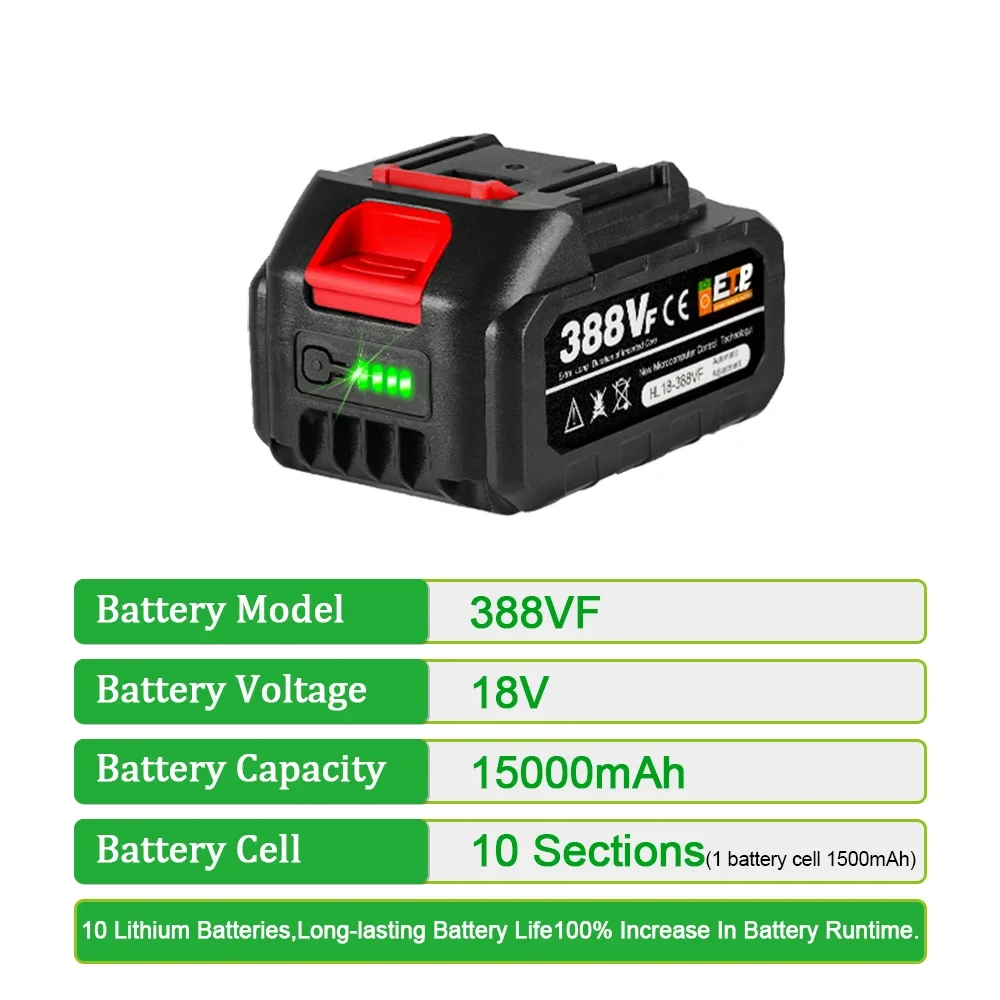Rechargeable Li-lon battery 18V 30000mAh 15000mAh 7500mAh for Makita electric power tool lithium ion battery EU plug power tool battery rechargeable lithium batteries