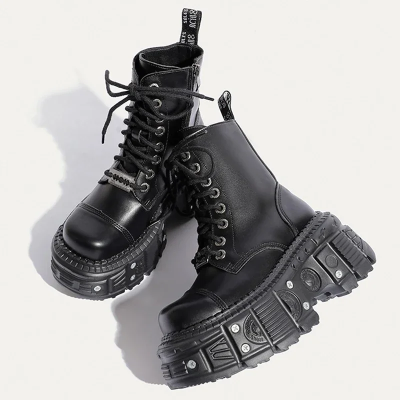 Women Punk Boots Platform Personalized Design Shoes Leather Cool