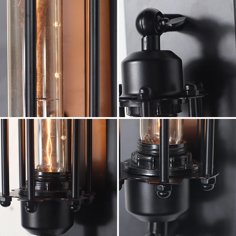 Retro Industrial Style Iron Wall Light Corridor Staircase Restaurant Loft Bedroom Lamp Bedside House Decor Indoor LED Lighting 5