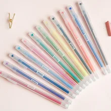 Ensemble de 12 stylos de couleur Gel, recharge de 0.5mm, Fineliner, marqueur Permanent pour écriture, dessin artistique, papeterie Kawaii, fournitures scolaires
