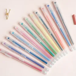 Ensemble de 12 stylos de couleur Gel, recharge de 0.5mm, Fineliner, marqueur Permanent pour écriture, dessin artistique, papeterie Kawaii, fournitures scolaires 