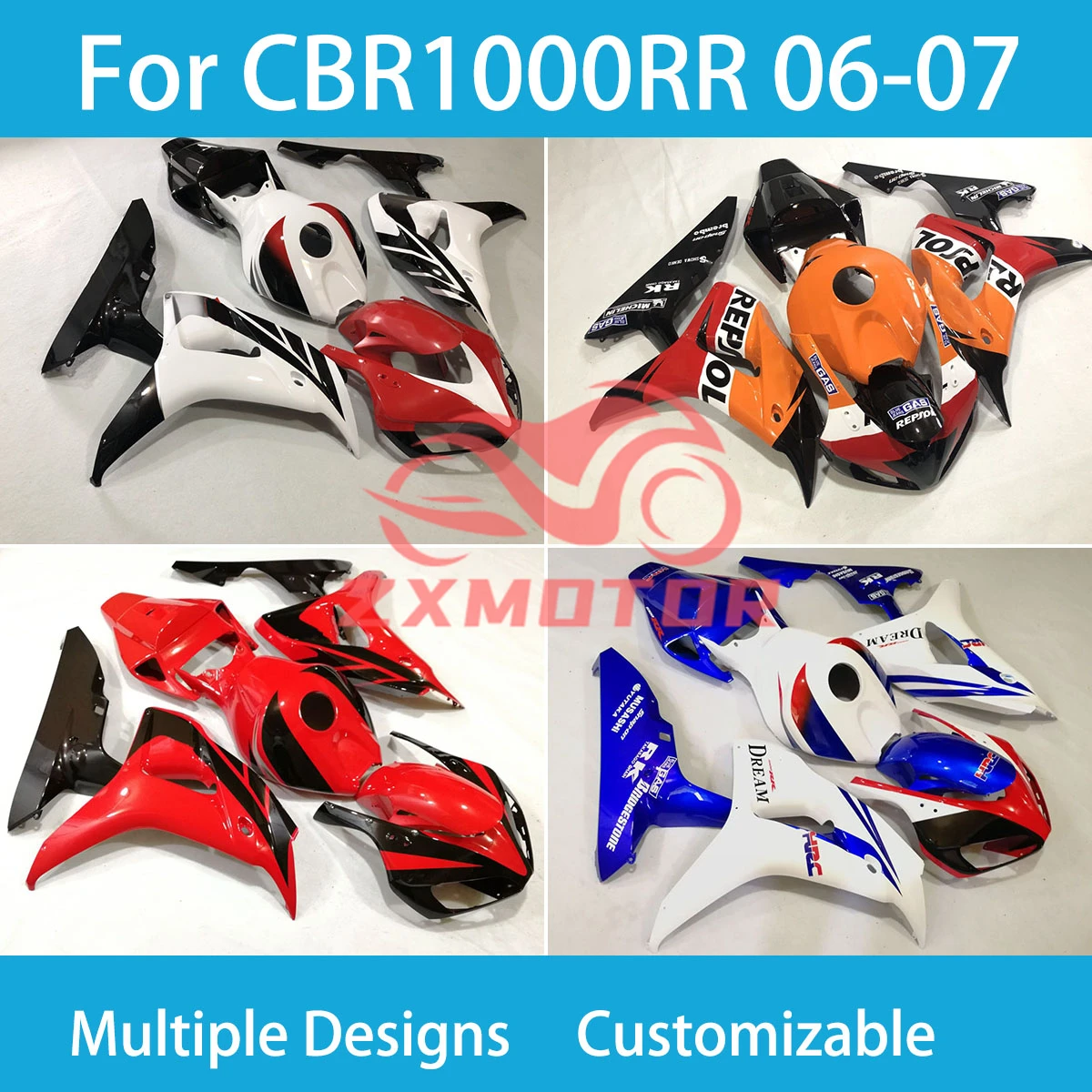 

Аксессуары для мотоциклов Обтекатели CBR1000RR 06 07 комплект обтекателей Бесплатный индивидуальный Инжекционный комплект для Honda CBR 1000RR 2006 2007