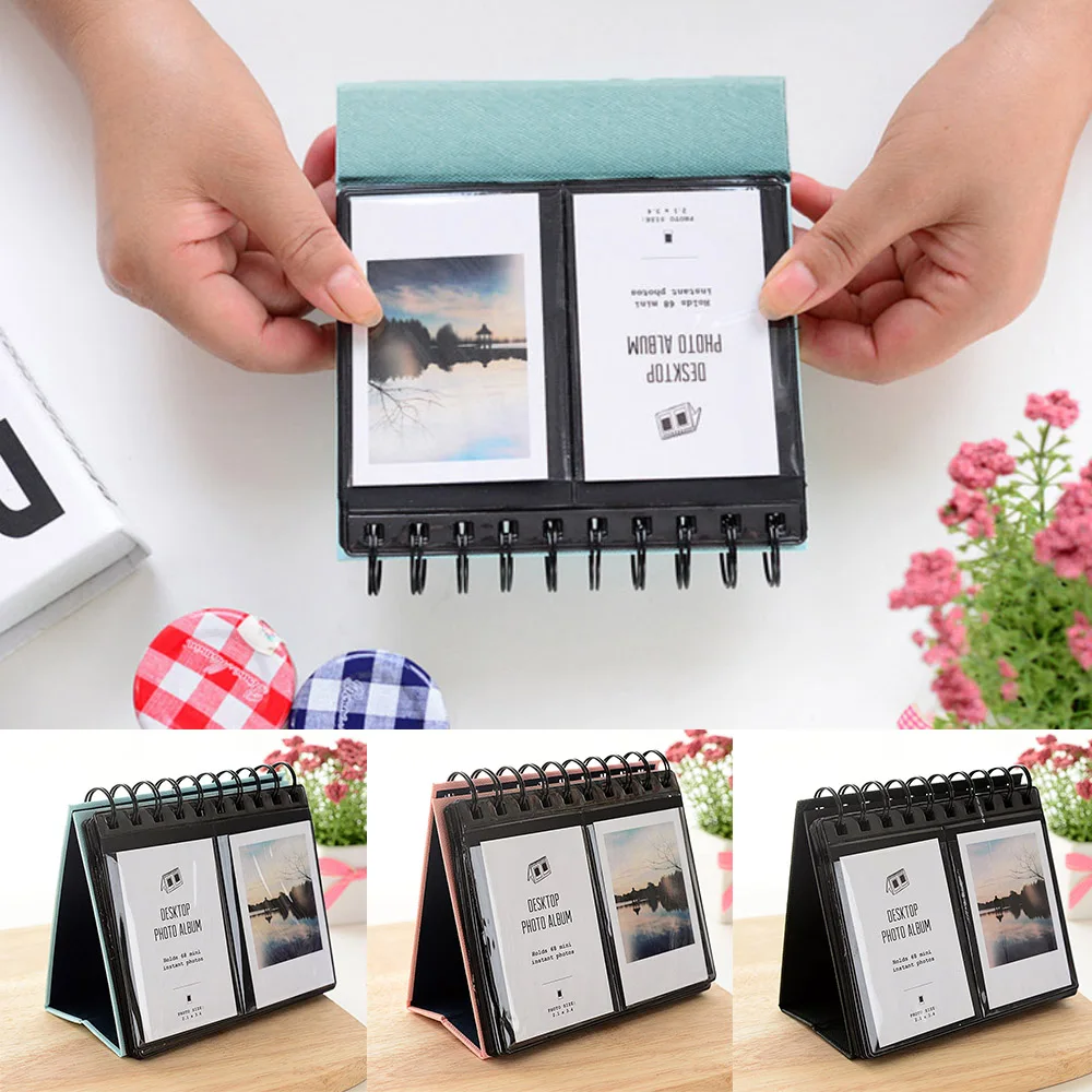 

Mini Portable 68 Pockets Desk Calendar Album Photos Album Weddings Baby Photos Valentine Mother Day Gift for 3 inches Photos