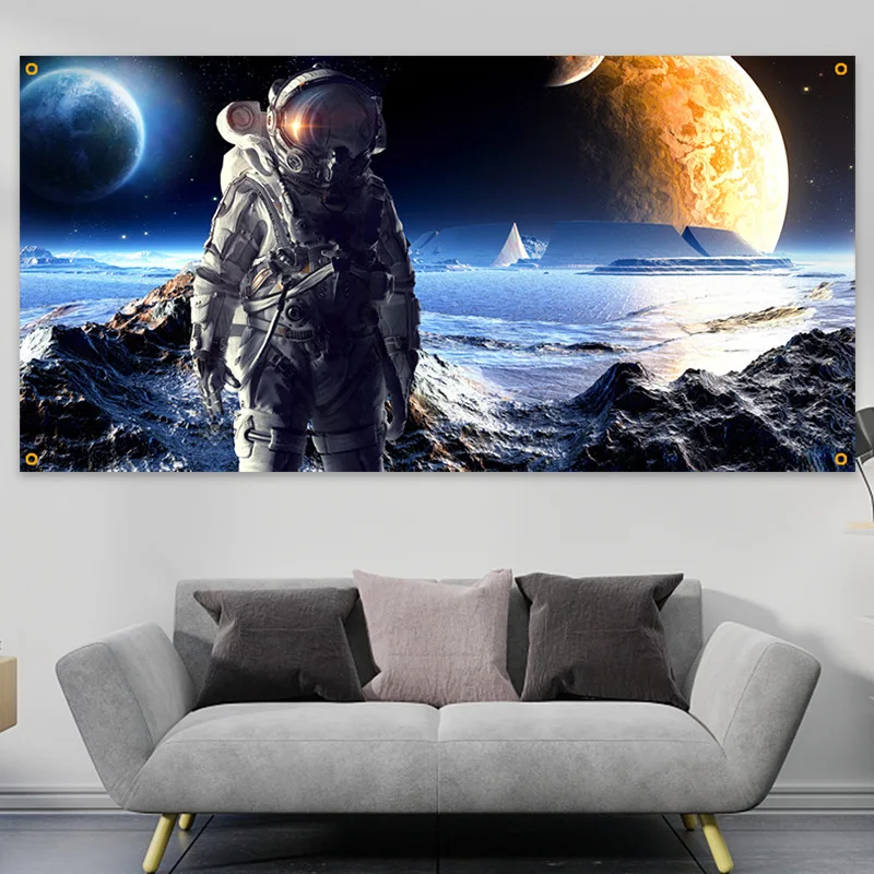 

90x180 Вселенная серия астронавт день рождения торт разбивать фон для фотографии планеты Космос Приключения комната Висячие флаги