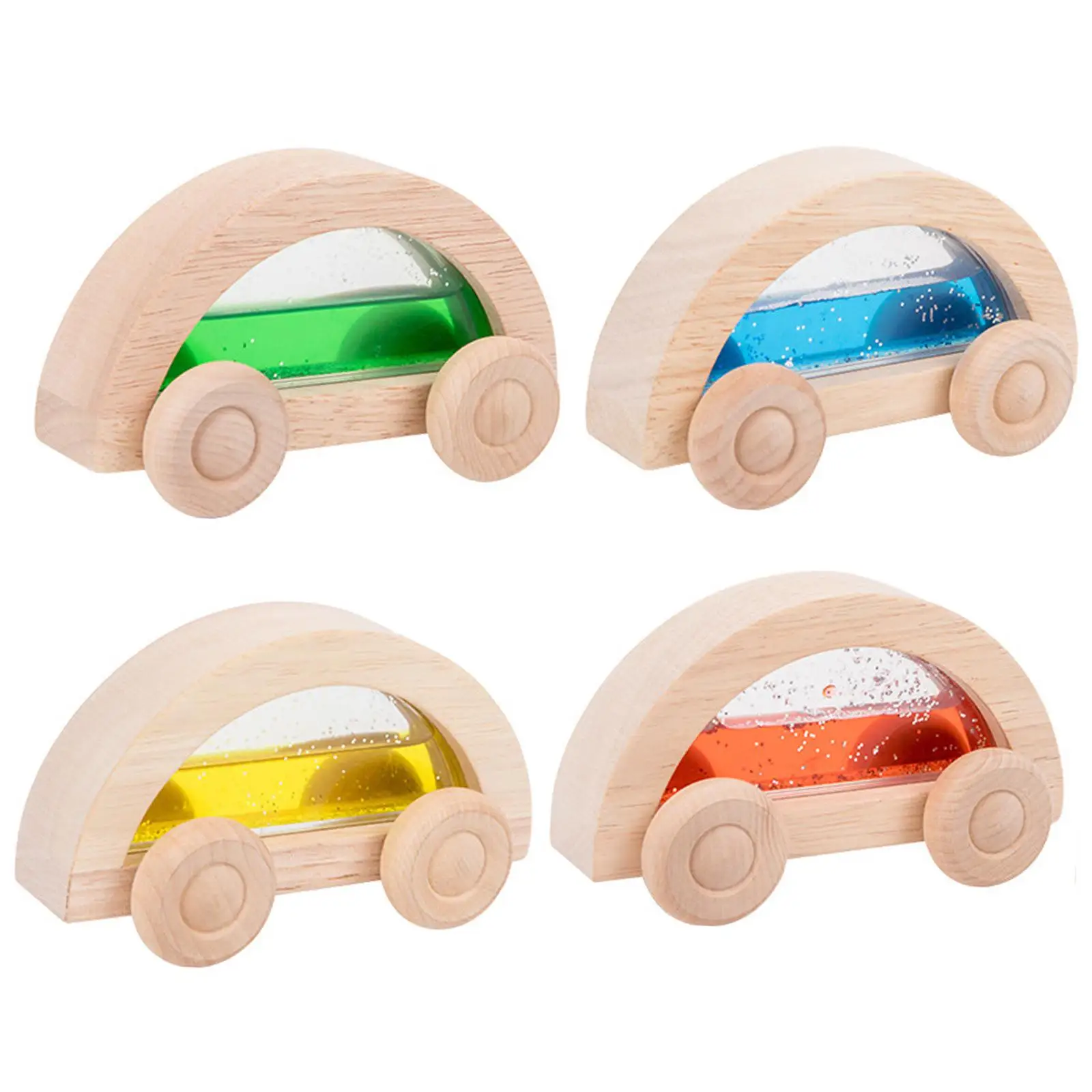 

4 Pieces Wooden Baby Push Toys Development Game Montessori Baby Wood Car for Pretend Play Party Birthday Interaction Preschool