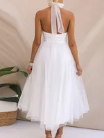 Elegant Women’s Backless Long Dress with Halter Neck