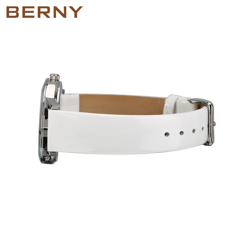 BERNY Women's Watch Japan Quartz Movement Ladies Calendar Window Leather Strap Wristwatch Clock for Woman Casual Waterproof