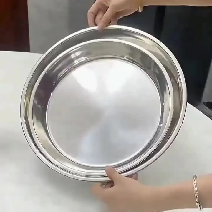 3-Piece 12-Inch Stainless Steel Pizza Pan Set – Round Baking & Serving Trays, Easy Clean, Silver