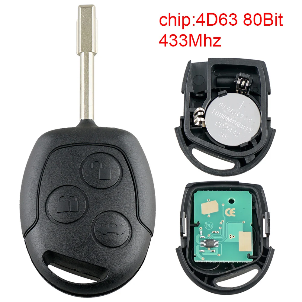 433Mhz 3 Buttons Car Remote Key with 4D63 80Bit Chip and FO21 Blade Fit for Ford Fusion