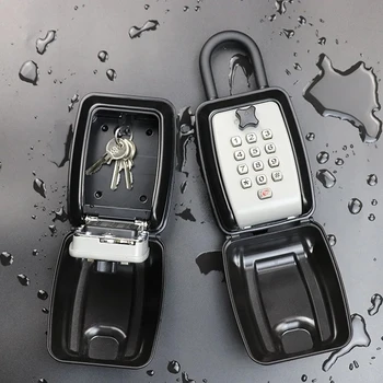 Portable Hook Car Wall-Mount Key Combination Box 12 Digits Code Waterproof Anti-theft Metal Key Storage For Home Garage Office 1