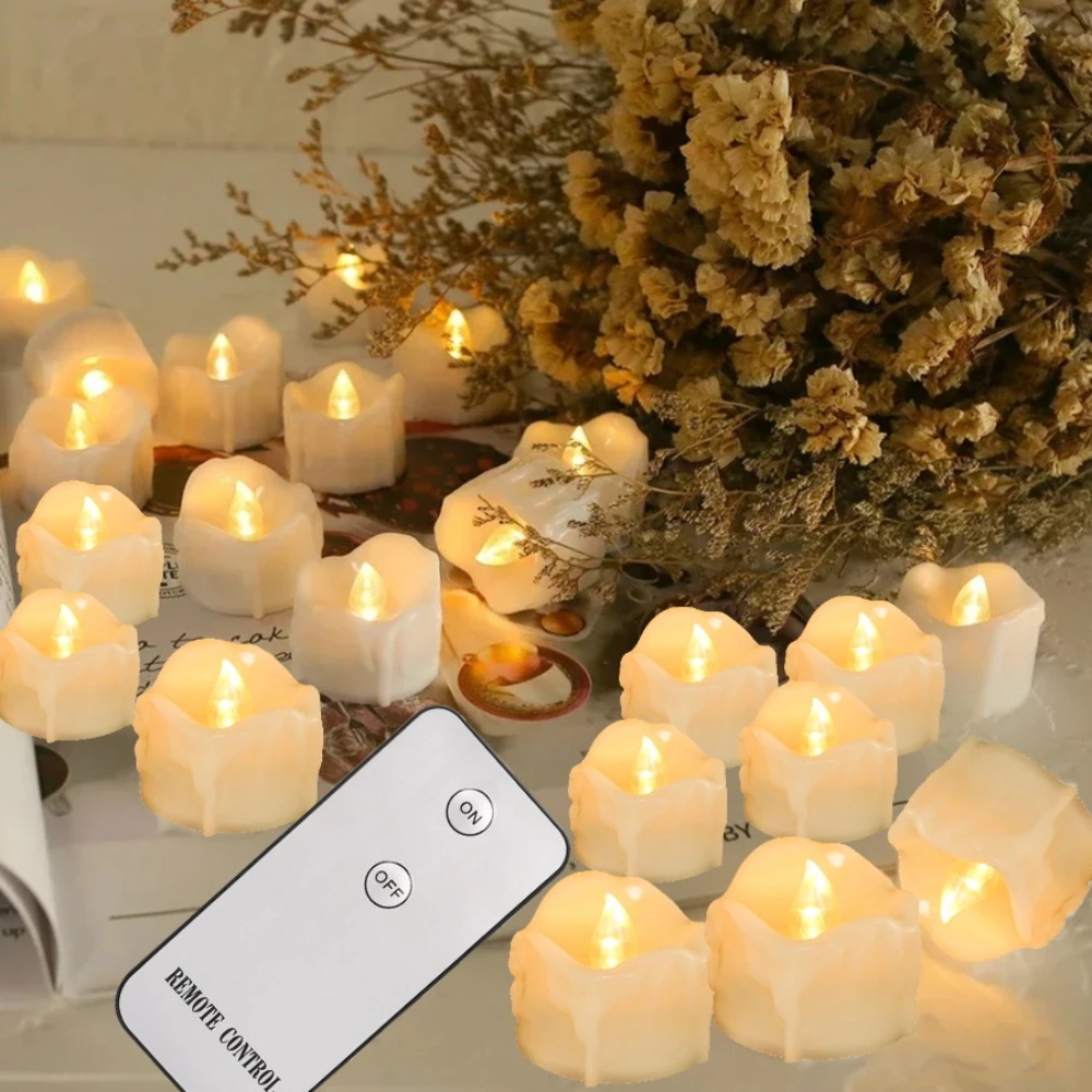 Flameless Flickering Votive Led Candles Battery Operated Electric Tealight for Christmas Wedding Birthday Halloween Decoration
