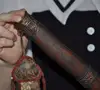 14"Rare Collect old Tibetan Tibetan silver Silk exorcism Flute Bone flute faqi 2