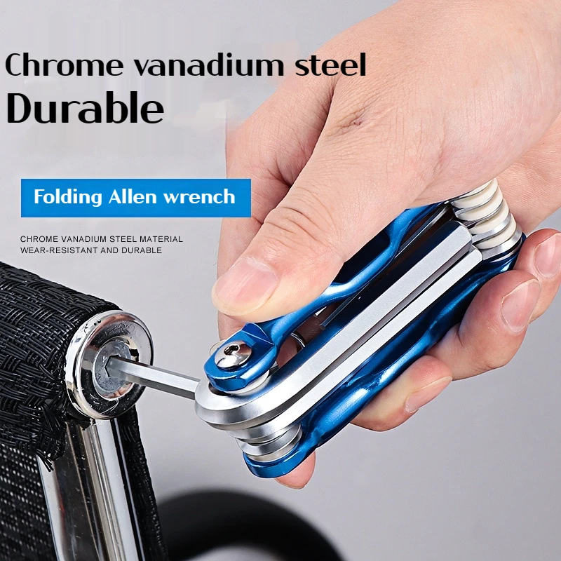 8-in-1 folding hexagonal wrench CR-V material multi-functional folding wrench for cycling/work Portable hand tool set 2