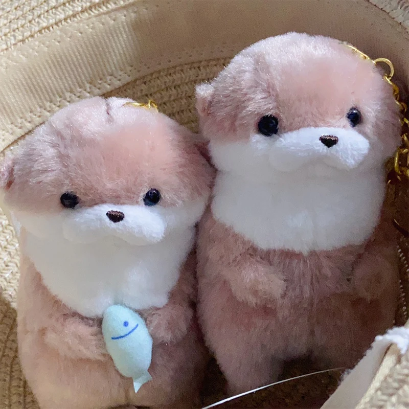 

11 см милые выдры, плюшевые брелоки с рыбкой, плюшевая кукла, легкий подвесной реквизит для школы, сумки, ключей, кошелька, брелок