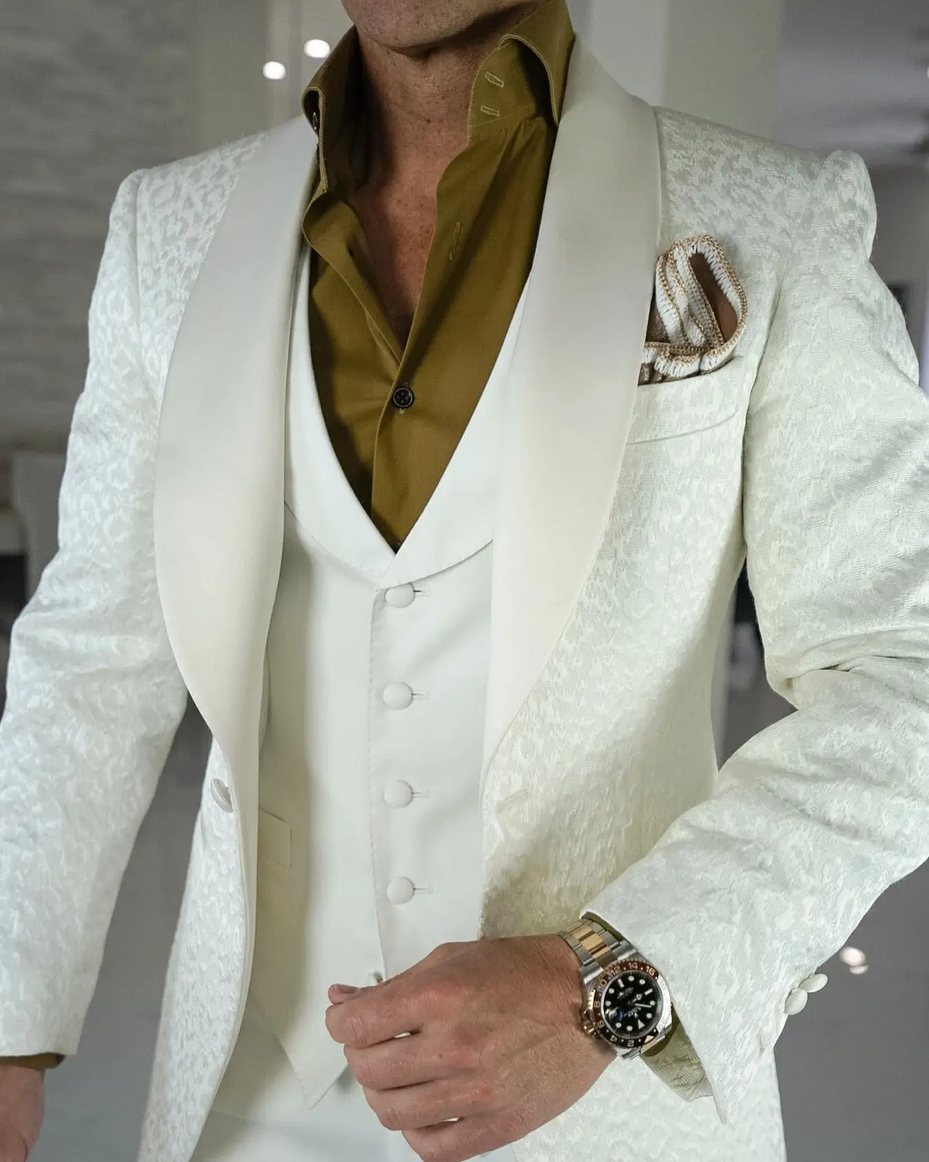 Mens Suits 3 Piece Men Suits Modern Serpentine Wedding Tuxedo Formal Fit Slim High Quality Lapel Party Suits Coat+Pant+Vest