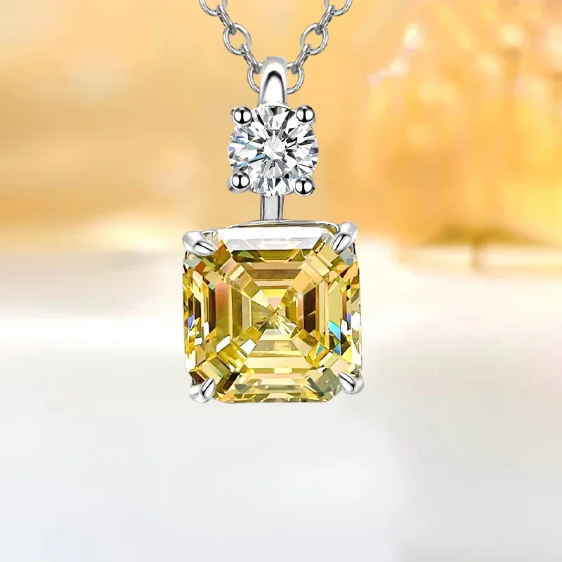 

Модное универсальное ожерелье из серебра 925 пробы с желтым бриллиантом, персонализированное универсальное женское ювелирное изделие для помолвки