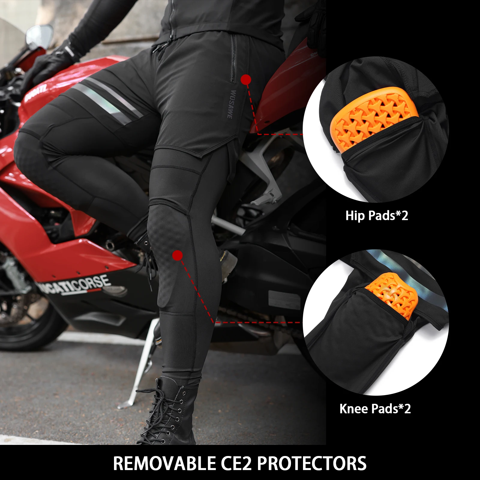 WOSAWE Motorcycle Armor Summer Breathable Protective Jacket Reflective Motocross Armor Soft