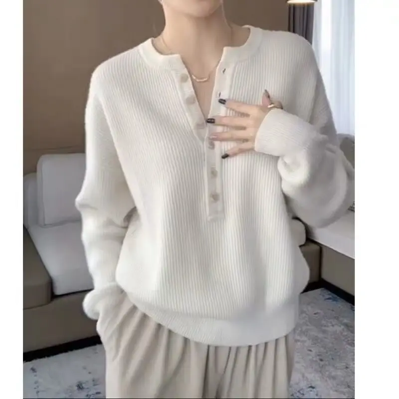 

Cashmere sweater ladies new warm O-neck sweater Slim white knitted pullover pure cashmere ladies long-sleeved sweater