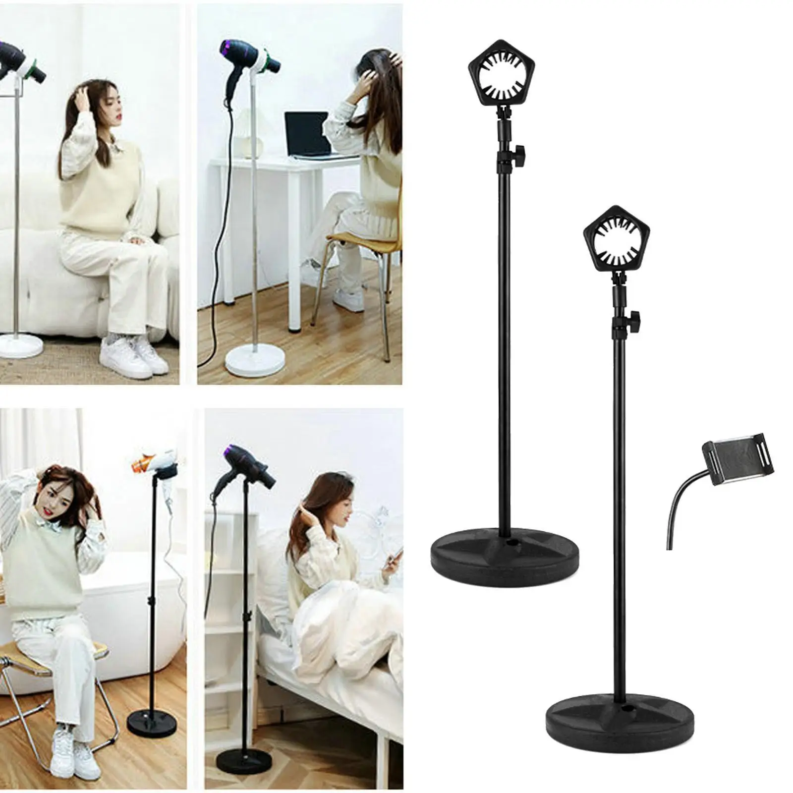 Lazy Hair Dryer Stand Hands Free Rack for Pet Hair Dryer Adjustable Height for Children Daily Use Pet Grooming Bathroom Salon