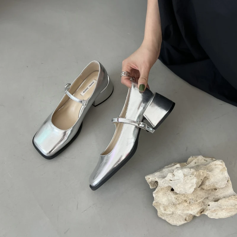 Scarpe Mary Jane Donna In PU Con Punta Quadrata - Comode Ballerine Con Soletta Imbottita EU 36-42 - Foto 12