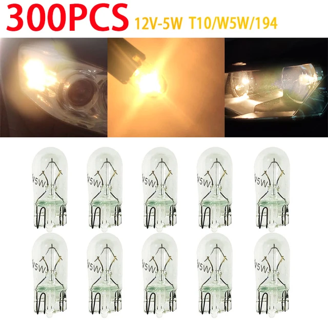Bombilla de coche de filamento único, luz blanca T10 W5W 501 194, lámpara  de señal de cristal transparente, 12V, 5W, w2.1 x 9.5d, 10 Uds. - AliExpress