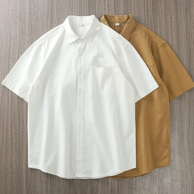 Cotton Shirt Short-Sleeved Mens Summer Retro Solid Color casual short sleeved shirt,short sleeved shirt,button down shirt