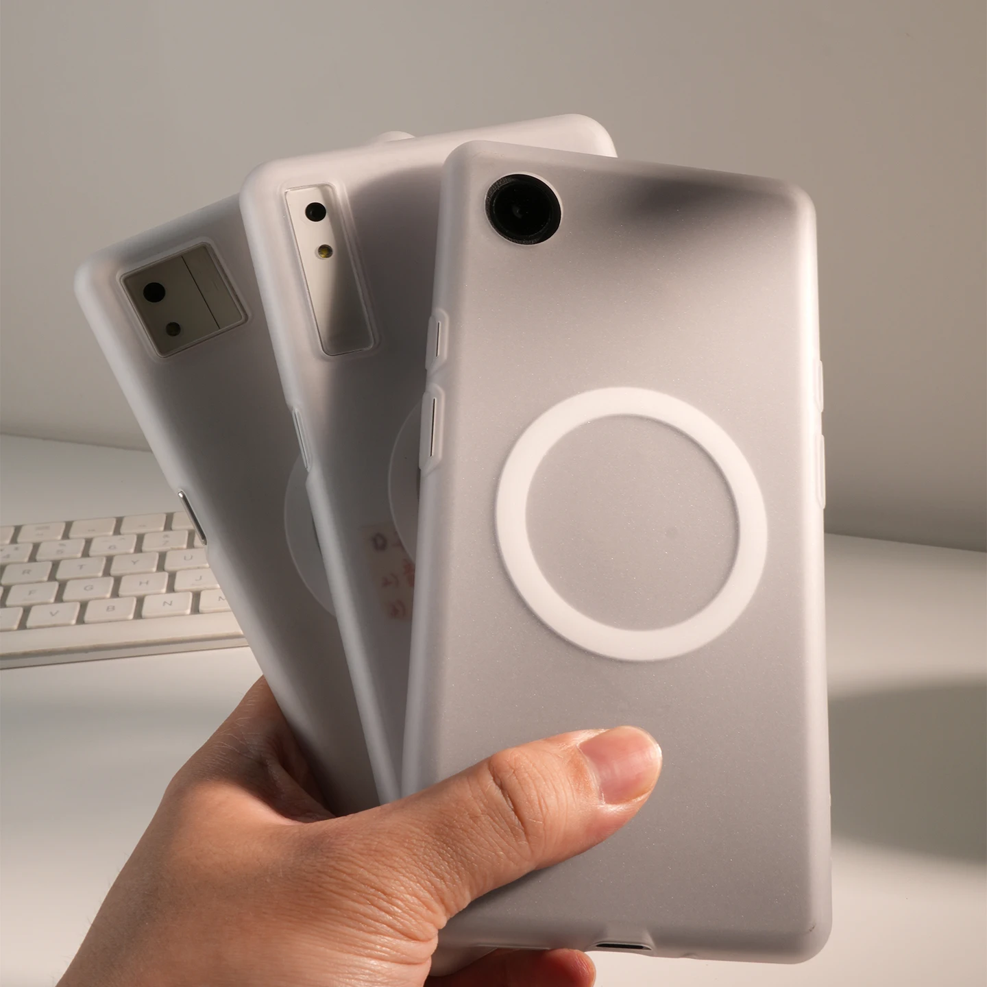 Twosheep Magnetic Matte Frosted Translucent Case with Strong Suction and Anti-Fingerprint TPU Soft Cover