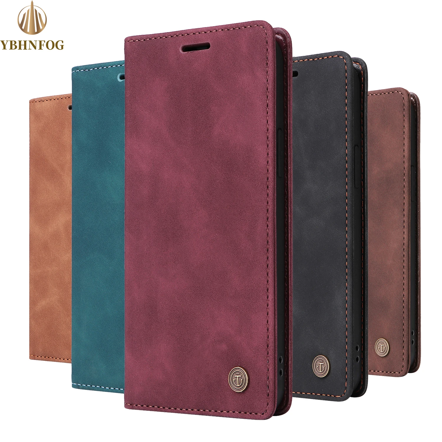 Leather Wallet Case with Card Holder Slots and Flip Stand Feature