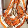 27.5" Chain Printed Square Scarf Elegant Thin Breathable Decorative Neck Scarf Orange Windproof Headscarf For Women 2
