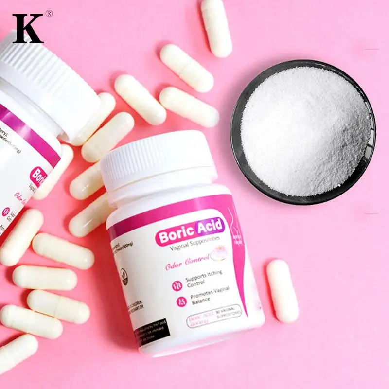 Women Probiotic Capsules Vaginal Detox Tampons 30Pcs Medical Grade Boric Acid Vaginal Suppositories Intimate Health Support Women PH Balance Pills for Yeast Infection 600mg