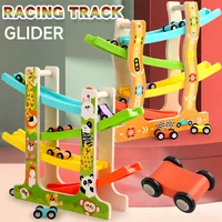Wooden Ramp Racing Toddler Toy Car Set Montessori Educational Toy Game Mini Inertia Slide Roller Coaster Racing 1