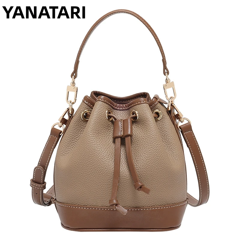 

YANATARI small cross bag for women vintage Genuine leather bag mini bucket bag Shoulder strap handbags cowhide bag ladies