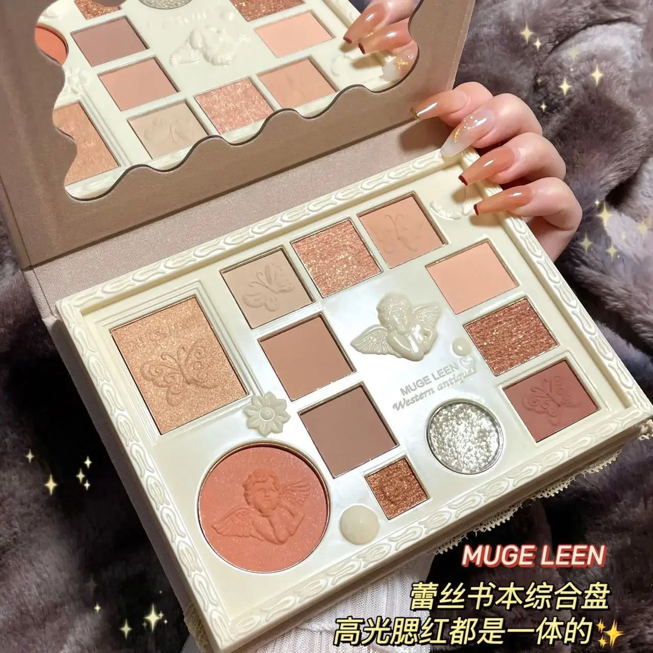 Makeup Sets Lace Vintage Angel Glitter Eyeshadow Palette with Mirror Make Up Kit Highlight Blush Make Up Set for Women eye makeup set makeup set makeup kit
