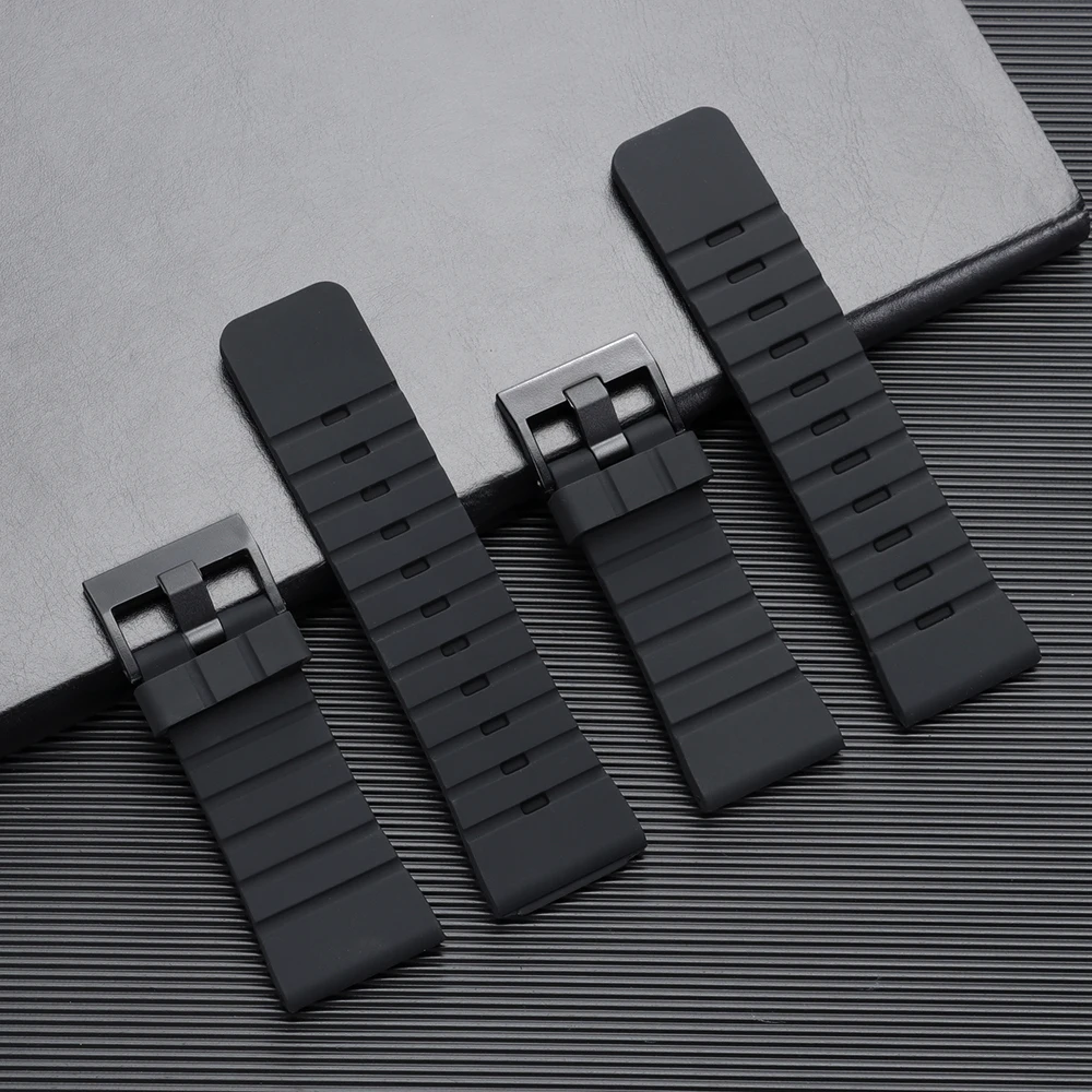 Black Waterproof Silicone Rubber Wristband - Universal Fit