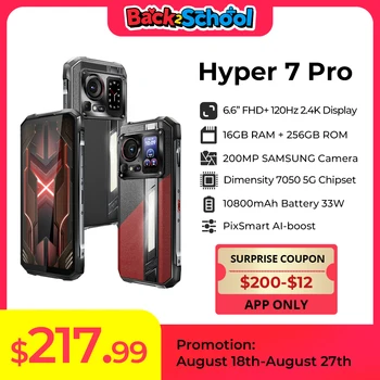 HOTWAV Hyper 7 Pro 5G téléphone robuste 200MP Android 14 6.6 ''FHD + 120Hz Smartphone 36(16 +20)GB 256GB 10800mAh 33W téléphone portable 1